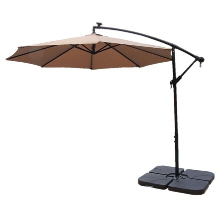 Cerrar AZ Patio Heaters Offset Cantilever Umbrella in Tan with LED Lights CE2771709